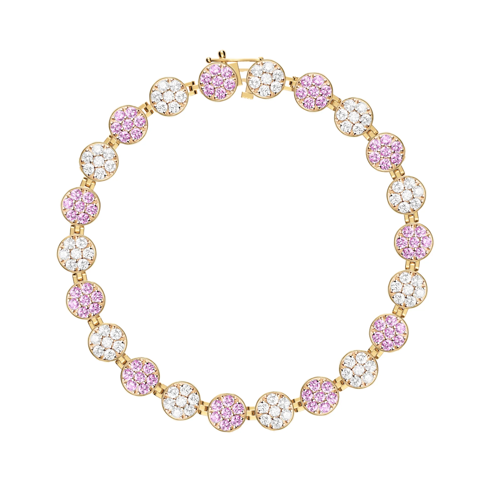 Rosecliff Tennis Diamond & Pink Sapphire Bracelet in 14k Gold (October) - Image 4