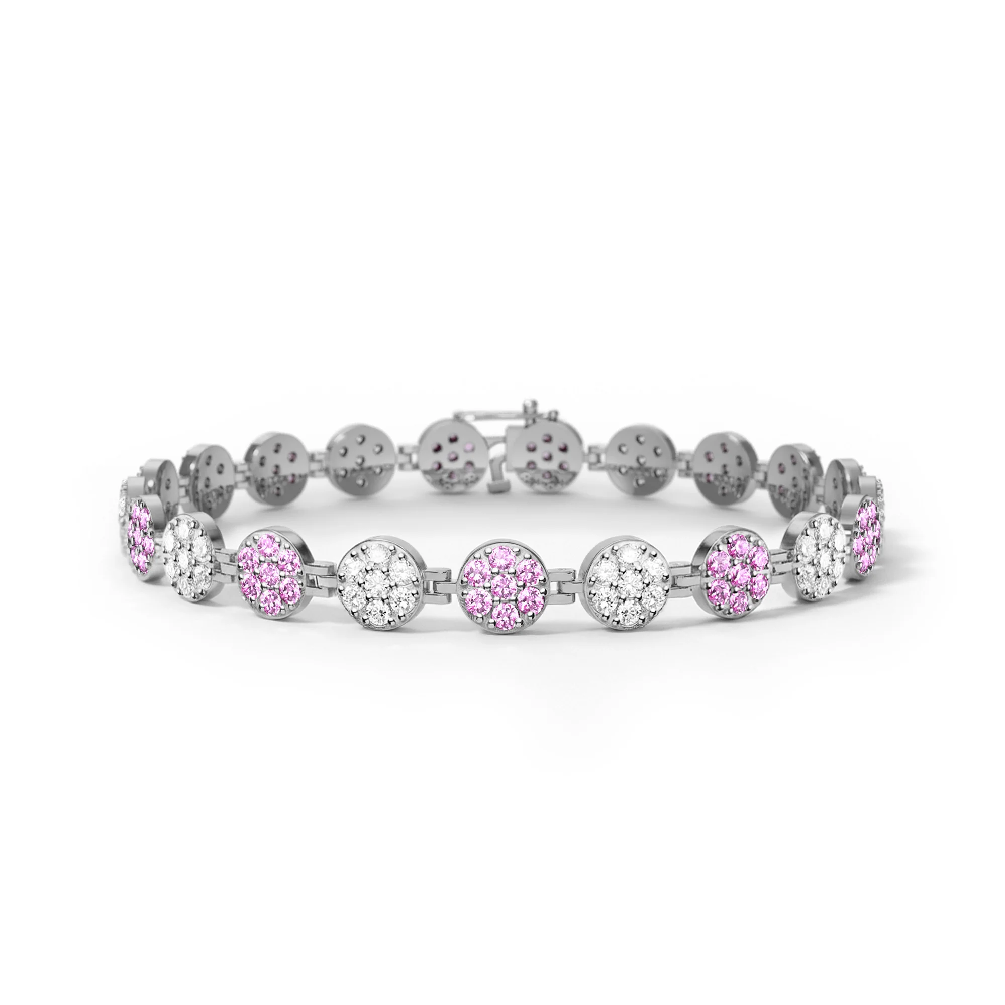 Rosecliff Tennis Diamond & Pink Sapphire Bracelet in 14k Gold (October) - Image 5