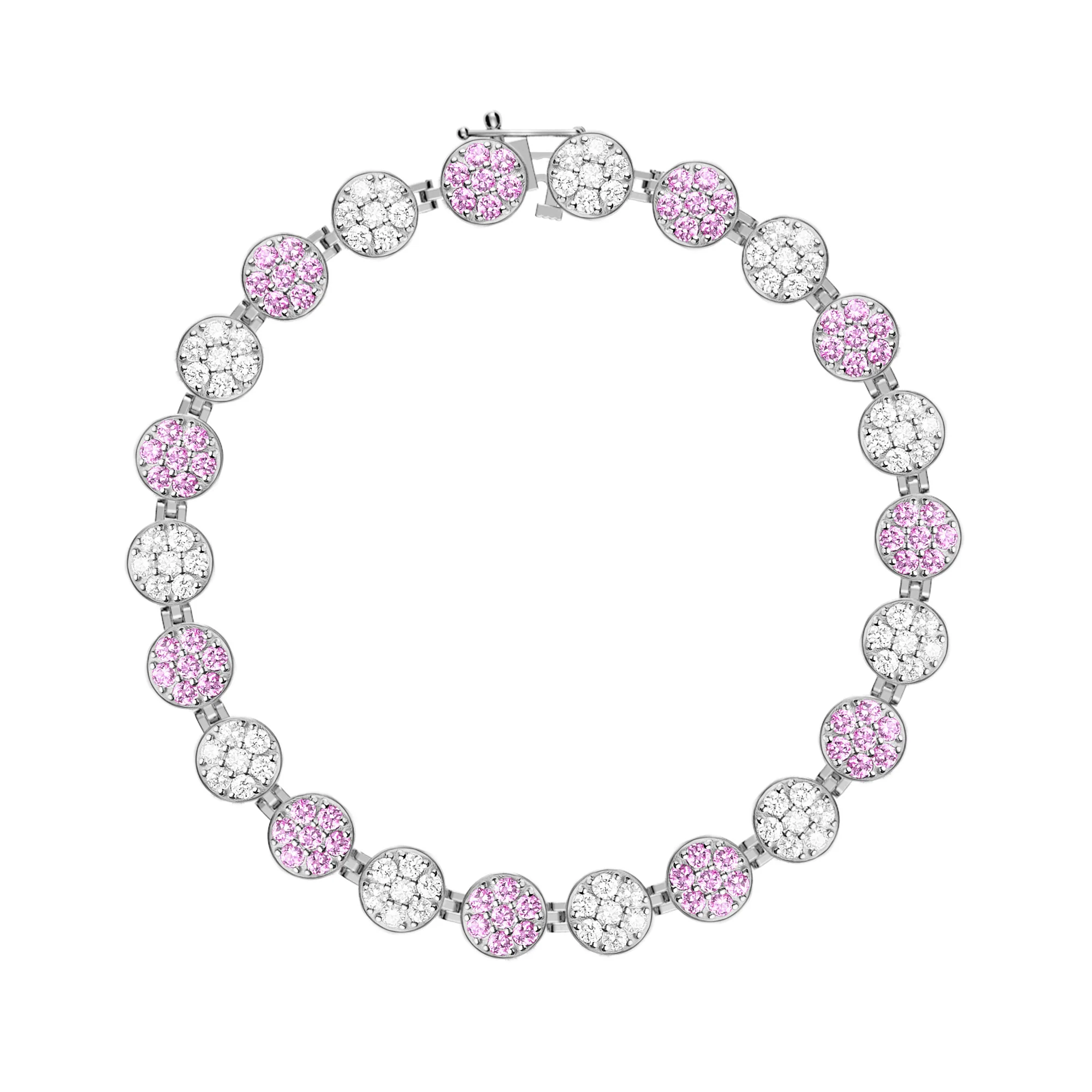 Rosecliff Tennis Diamond & Pink Sapphire Bracelet in 14k Gold (October) - Image 7