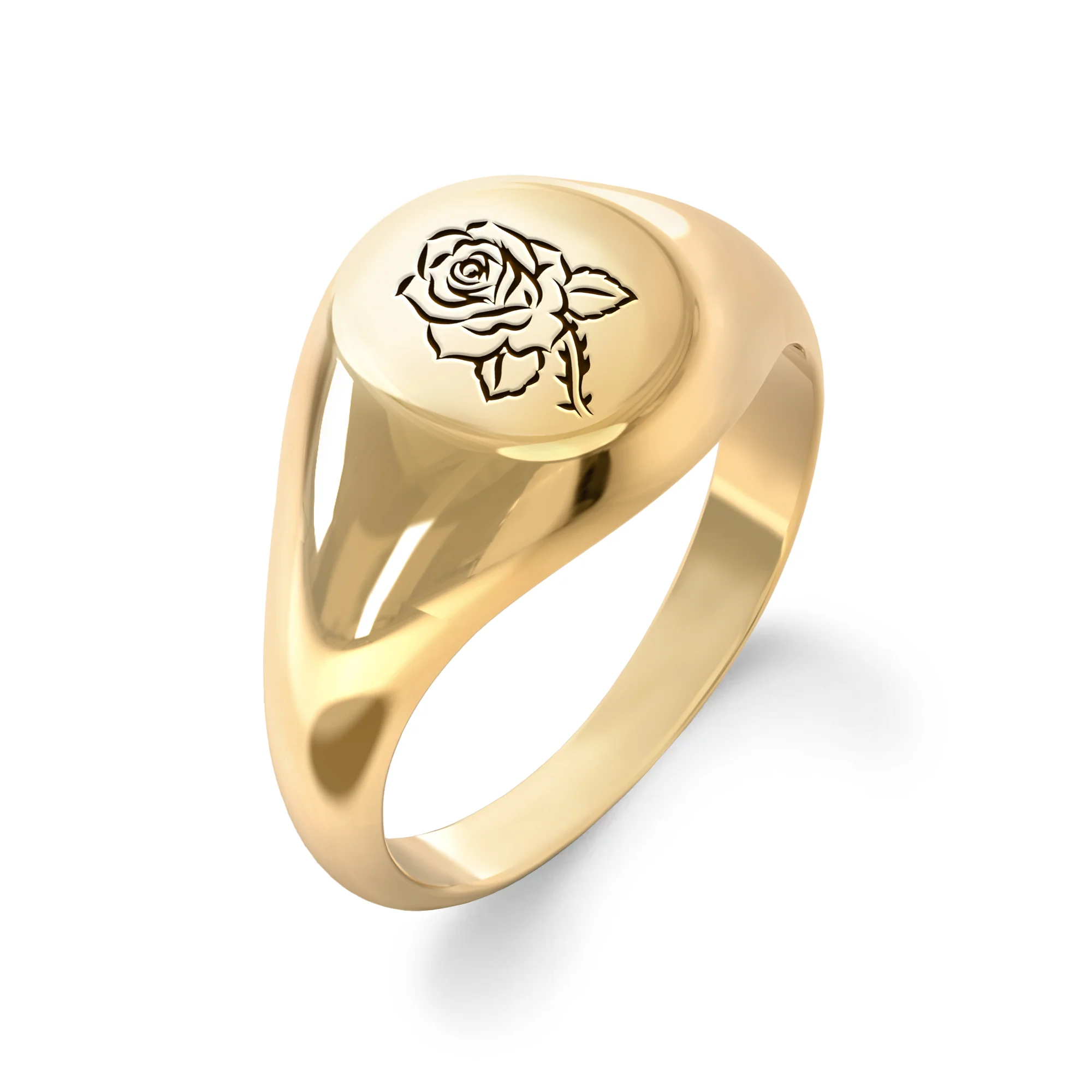 Signet Birth Flower Ring in 14k Gold - Image 4