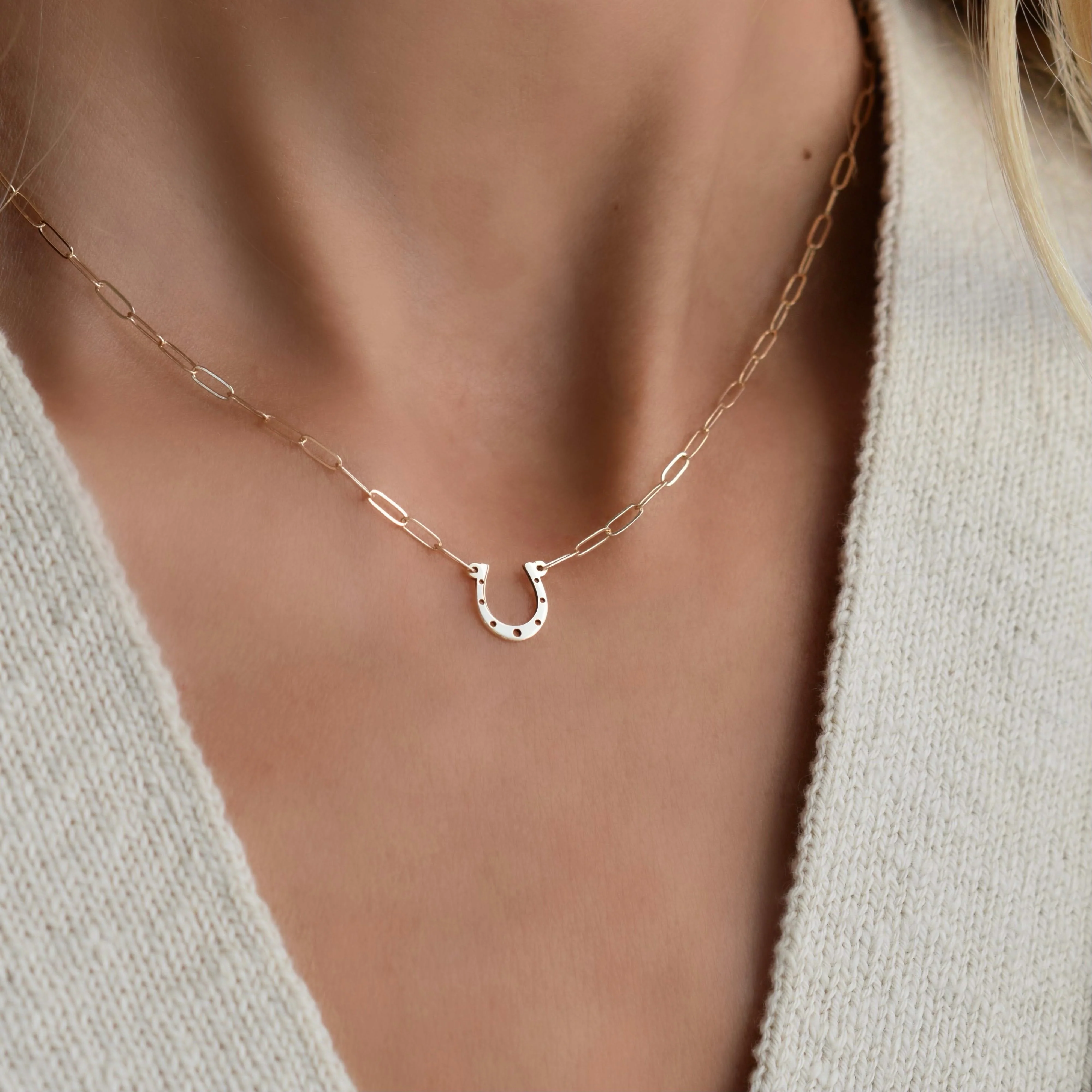 Small Horseshoe Adelaide Mini Necklace in 14k Gold - Image 3