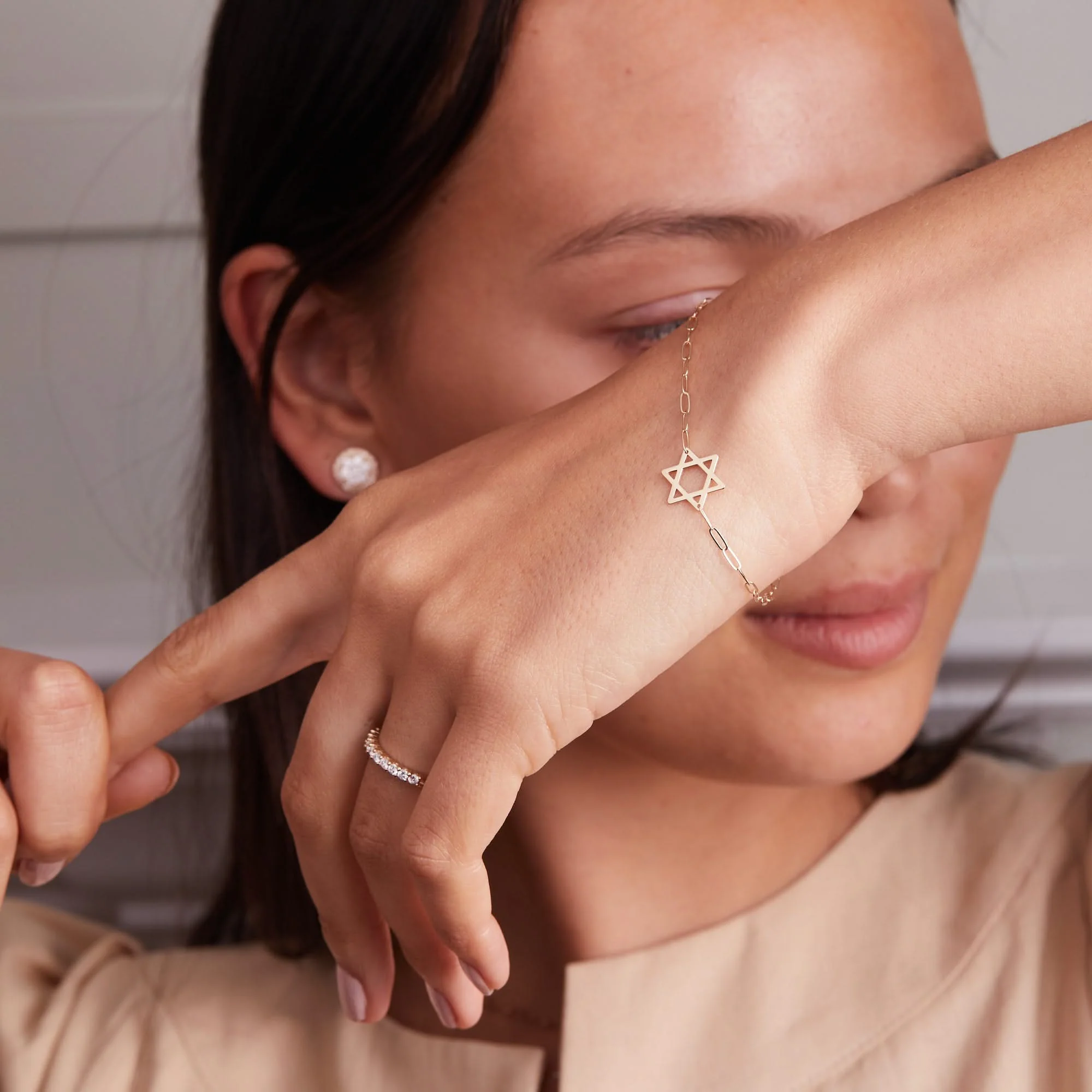 Star of David Adelaide Mini Bracelet in 14k Gold - Image 3
