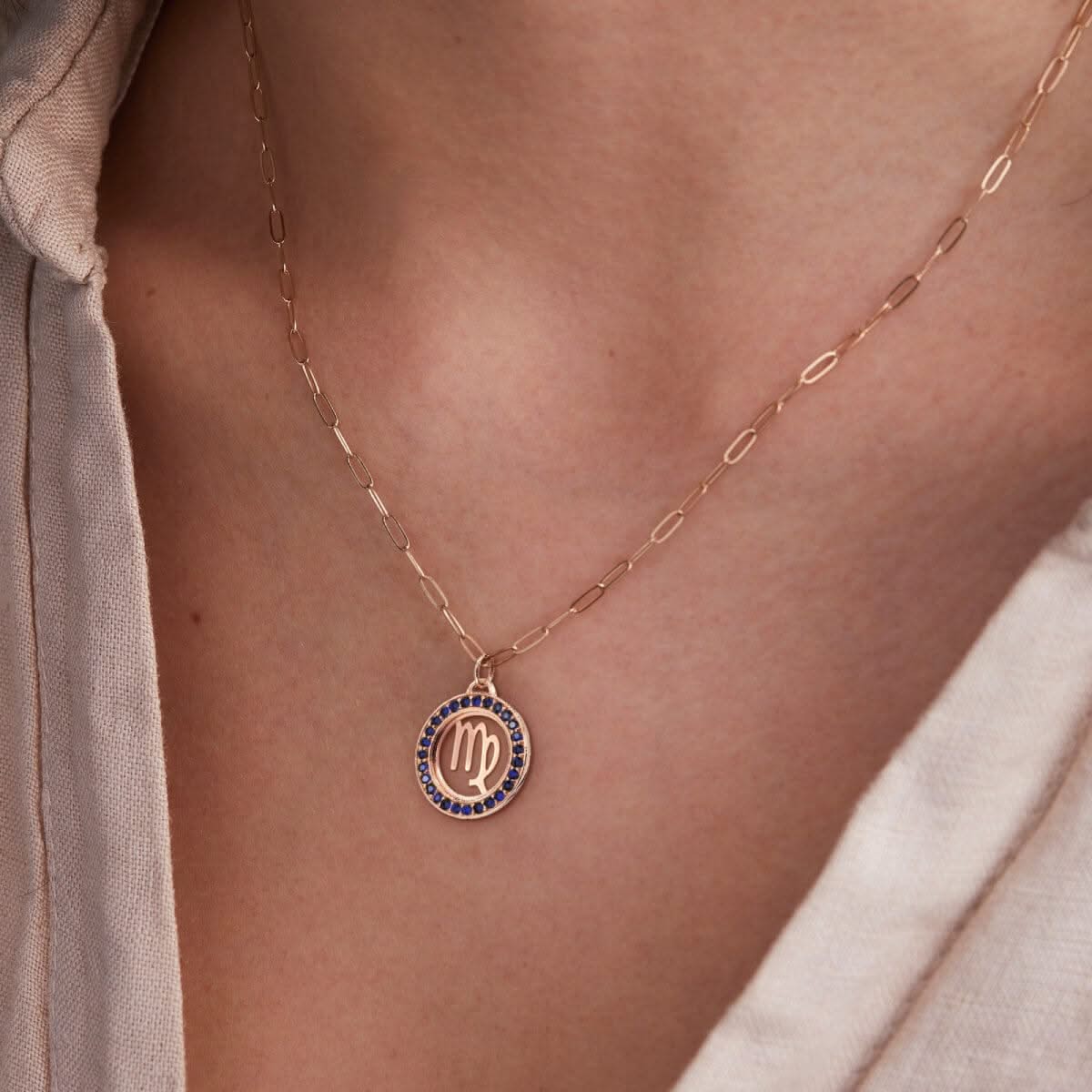 Virgo & Birthstone Pendant in 14k Gold - Image 3