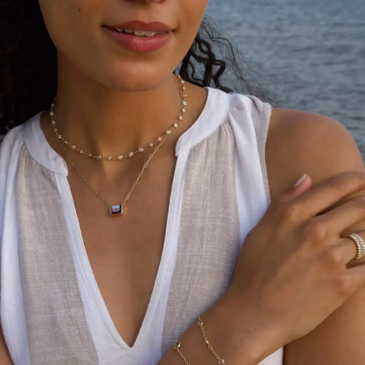 Warren Alexandrite Necklace on Adelaide Mini Chain in 14k Gold (June) - Image 2