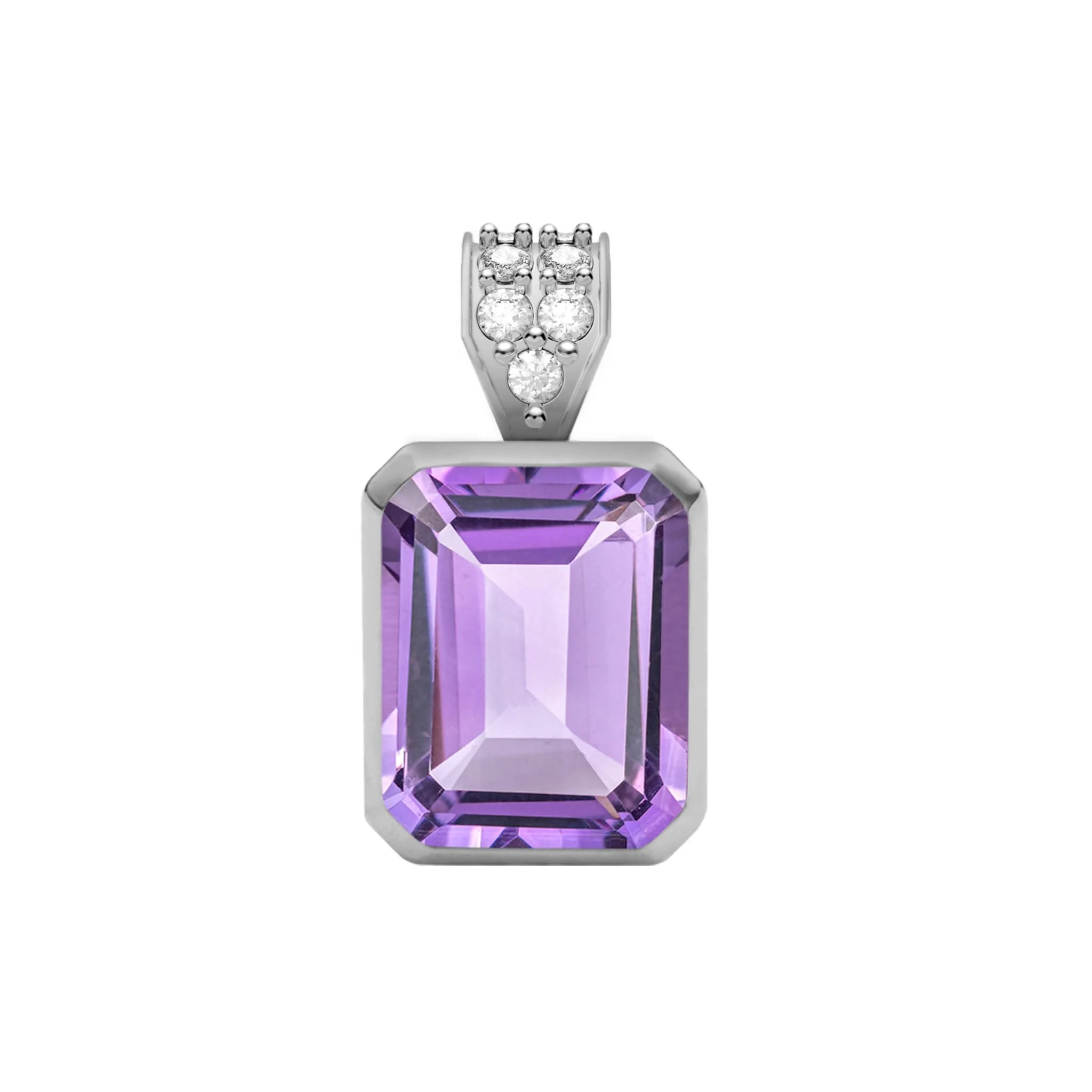 Warren Amethyst Pendant with Diamond Bail in 14k Gold (February) - Image 5