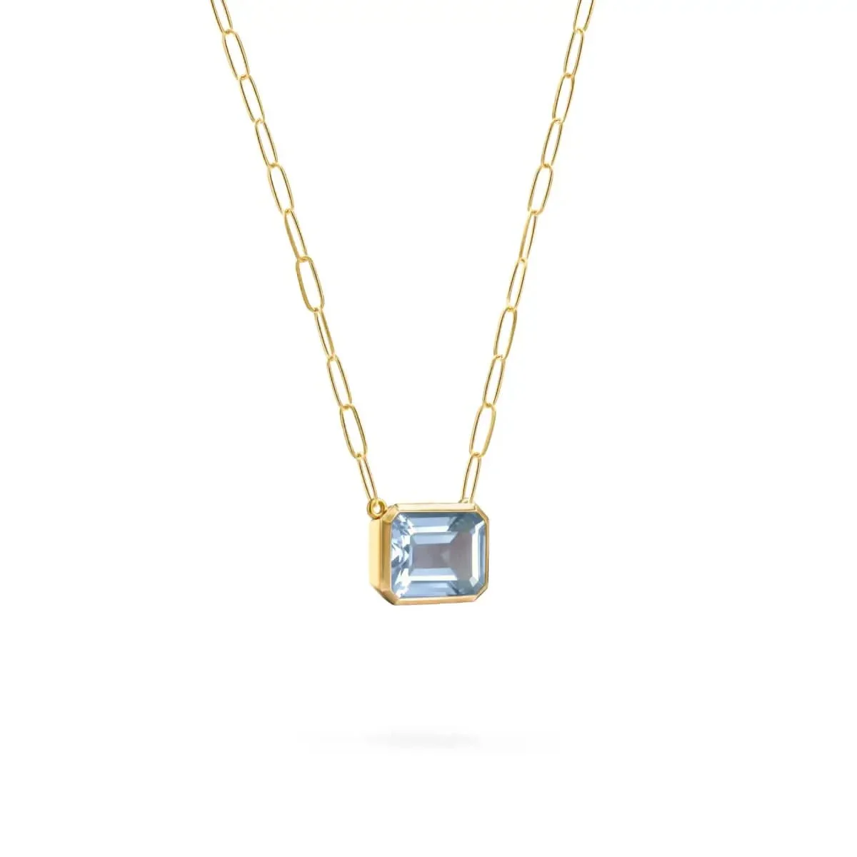 Warren Aquamarine Necklace on Adelaide Mini Chain in 14k Gold (March) - Image 4