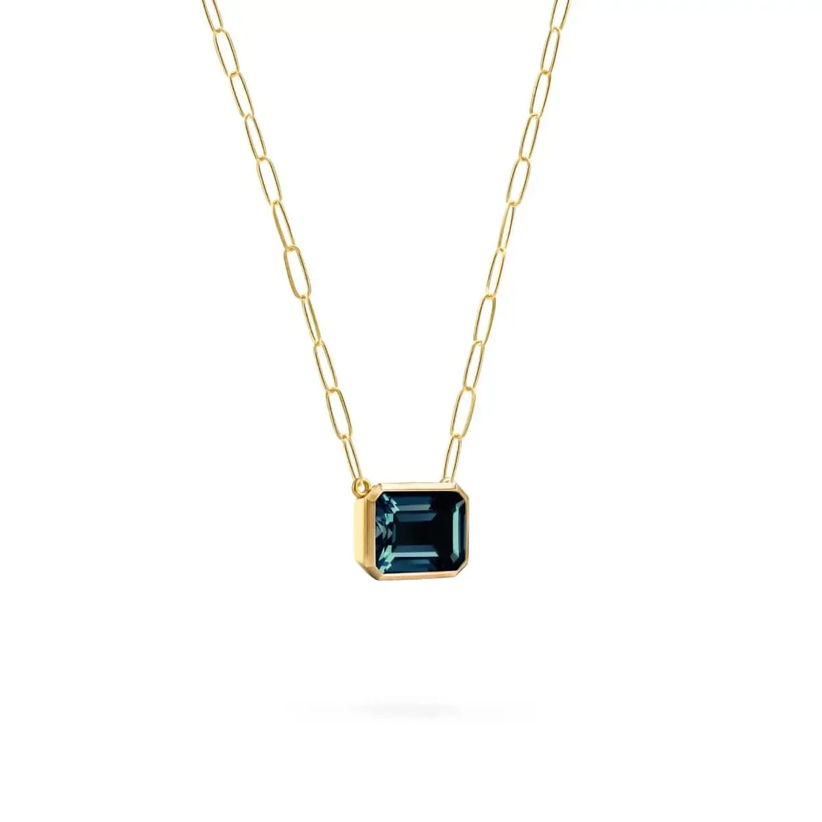 Warren Atlantic Blue Topaz Necklace on Adelaide Mini Chain in 14k Gold (December) - Image 4