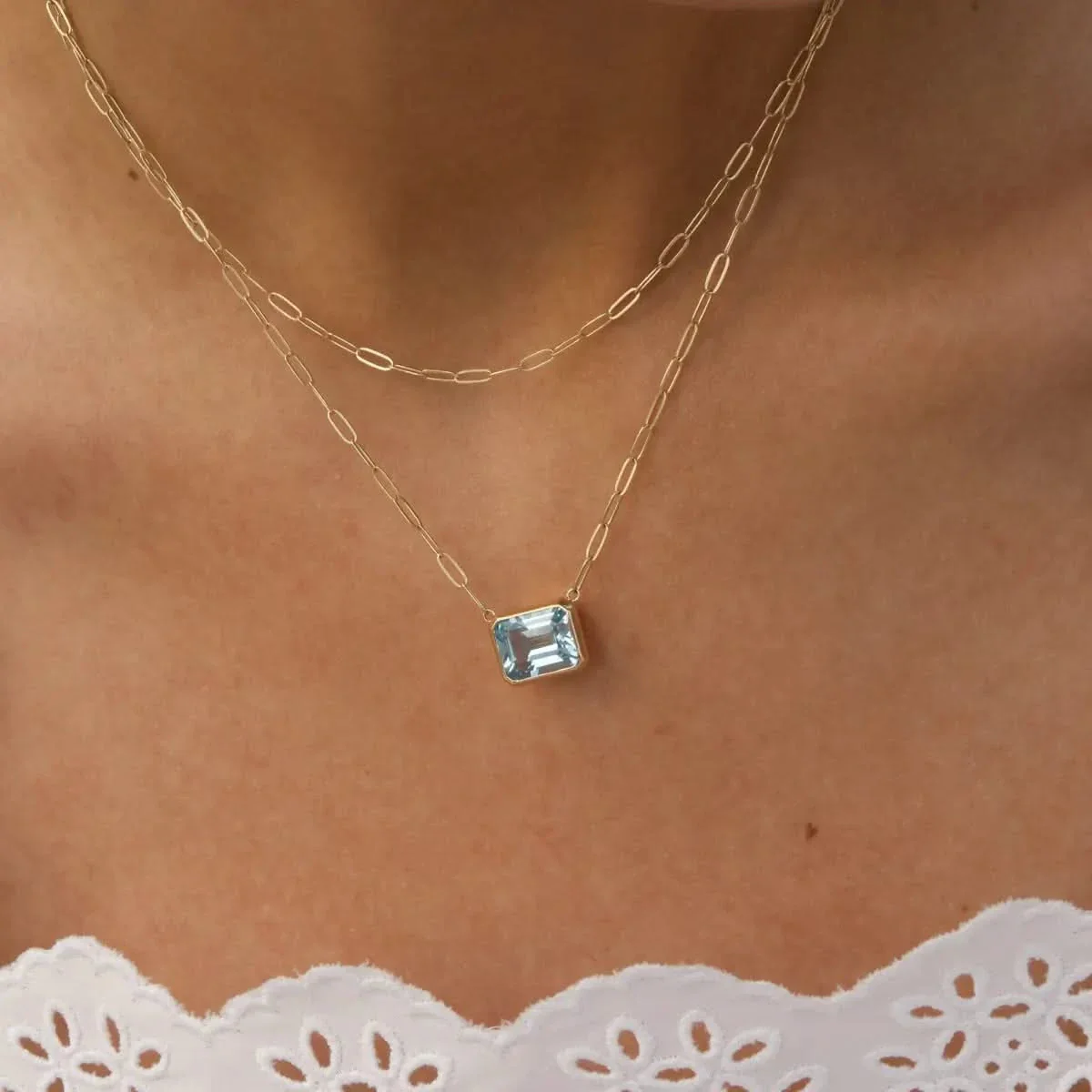 Warren Birthstone Necklace on Adelaide Mini Chain in 14k Gold - Image 3