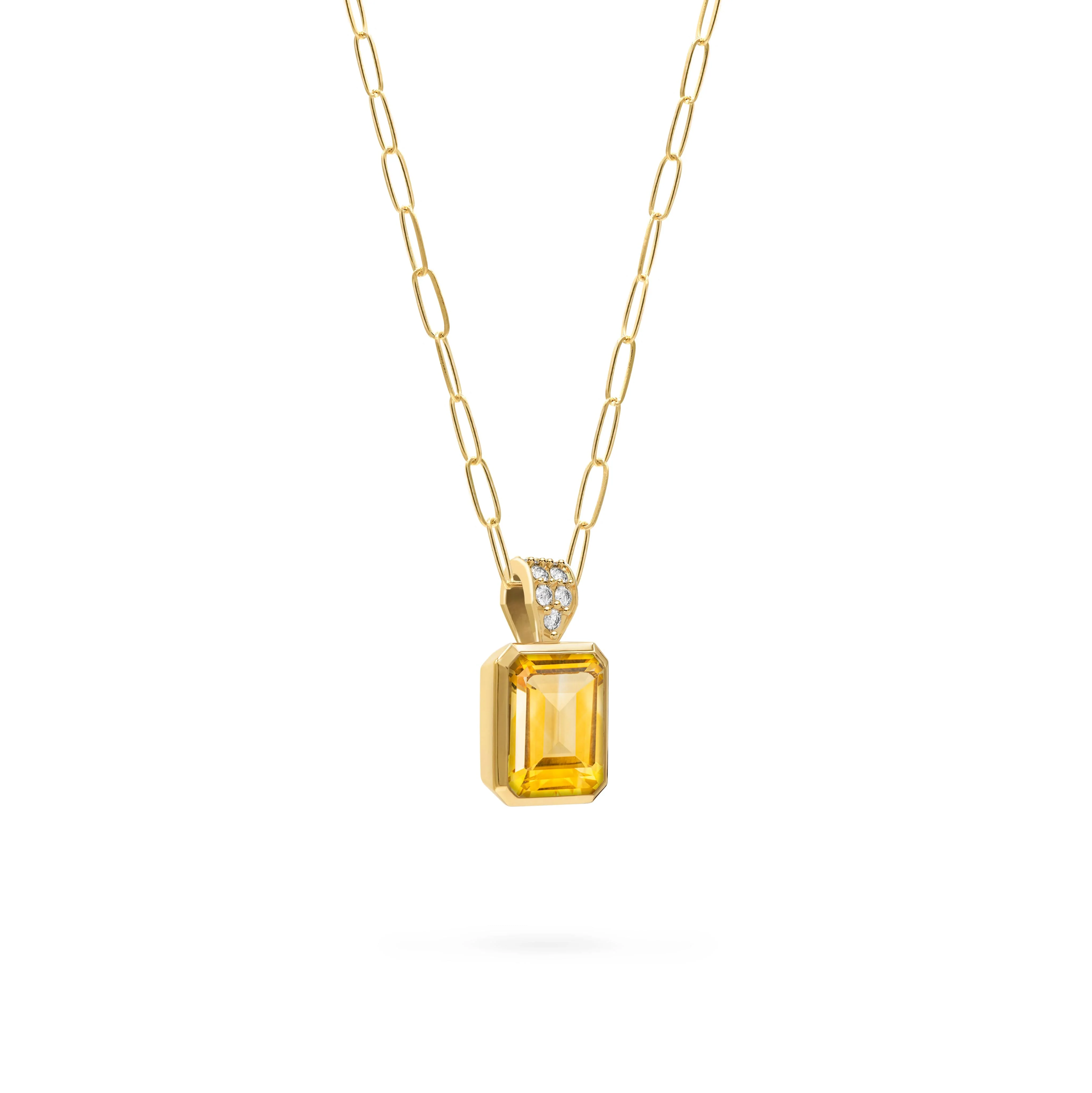 Warren Citrine Pendant with Diamond Bail in 14k Gold (November) - Image 4