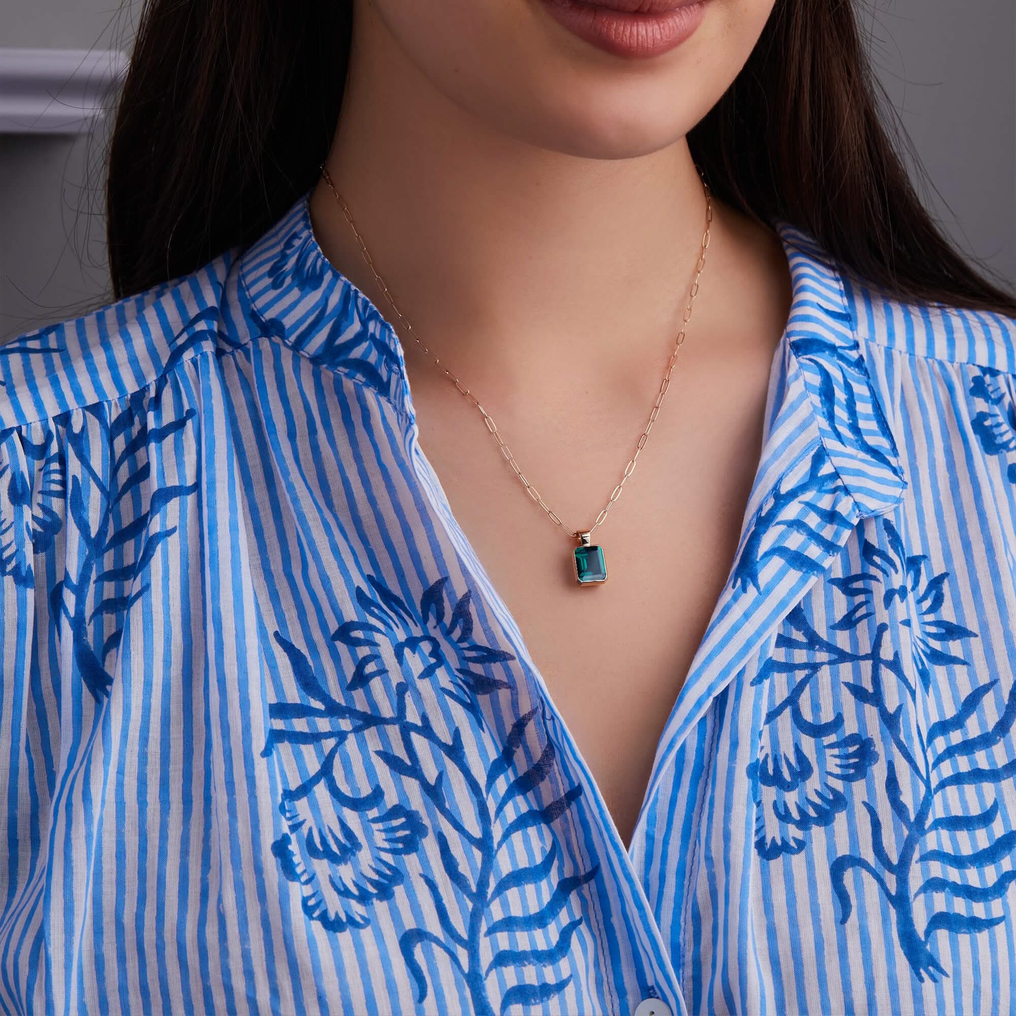 Warren Emerald Pendant in 14k Gold (May) - Image 2