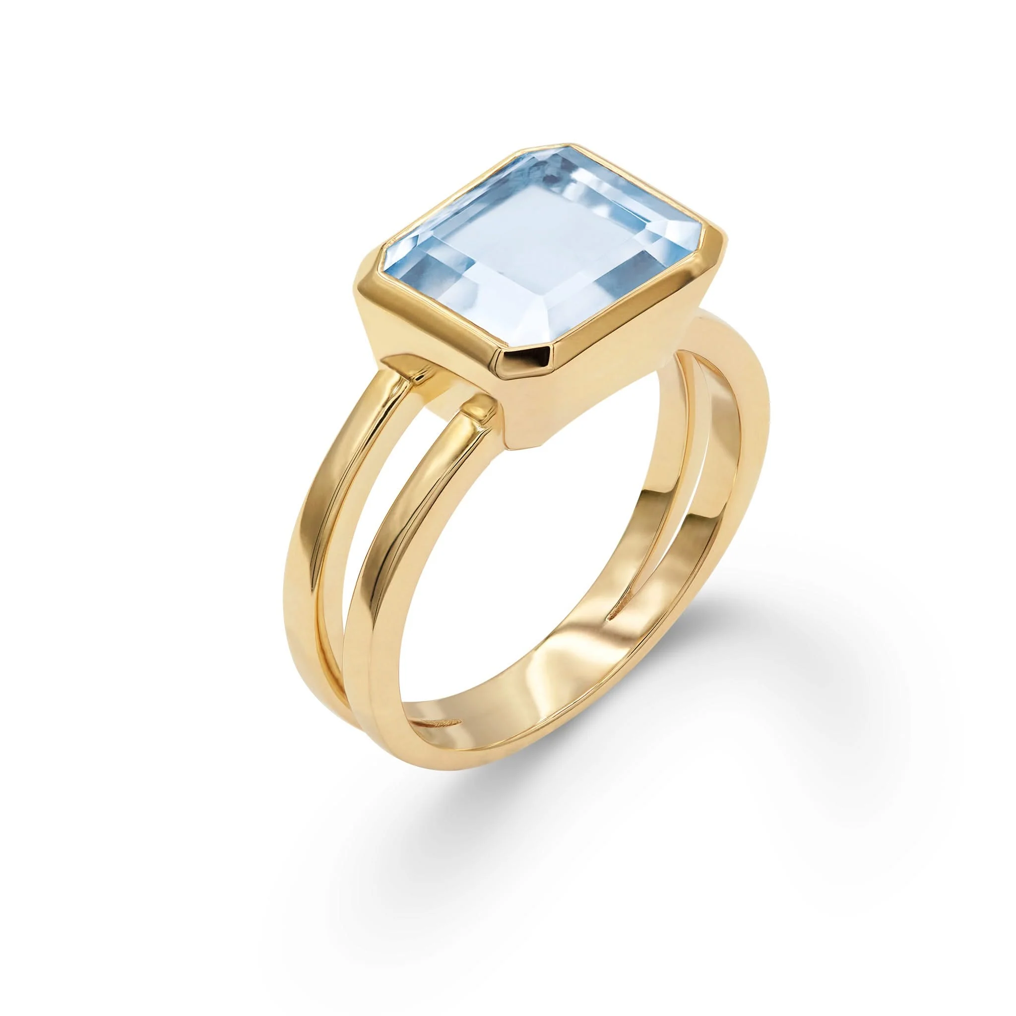 Warren Horizontal Aquamarine Ring in 14k Gold (March) - Image 4
