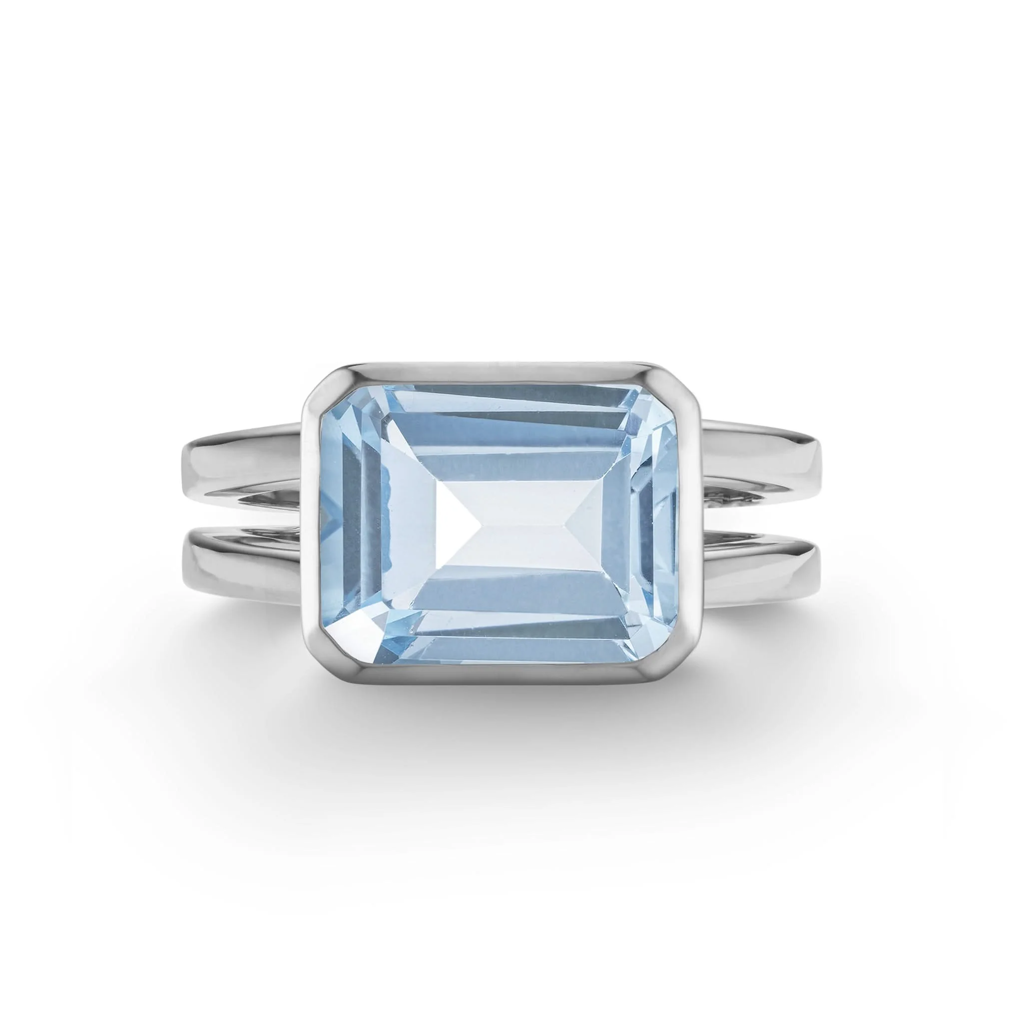 Warren Horizontal Aquamarine Ring in 14k Gold (March) - Image 8