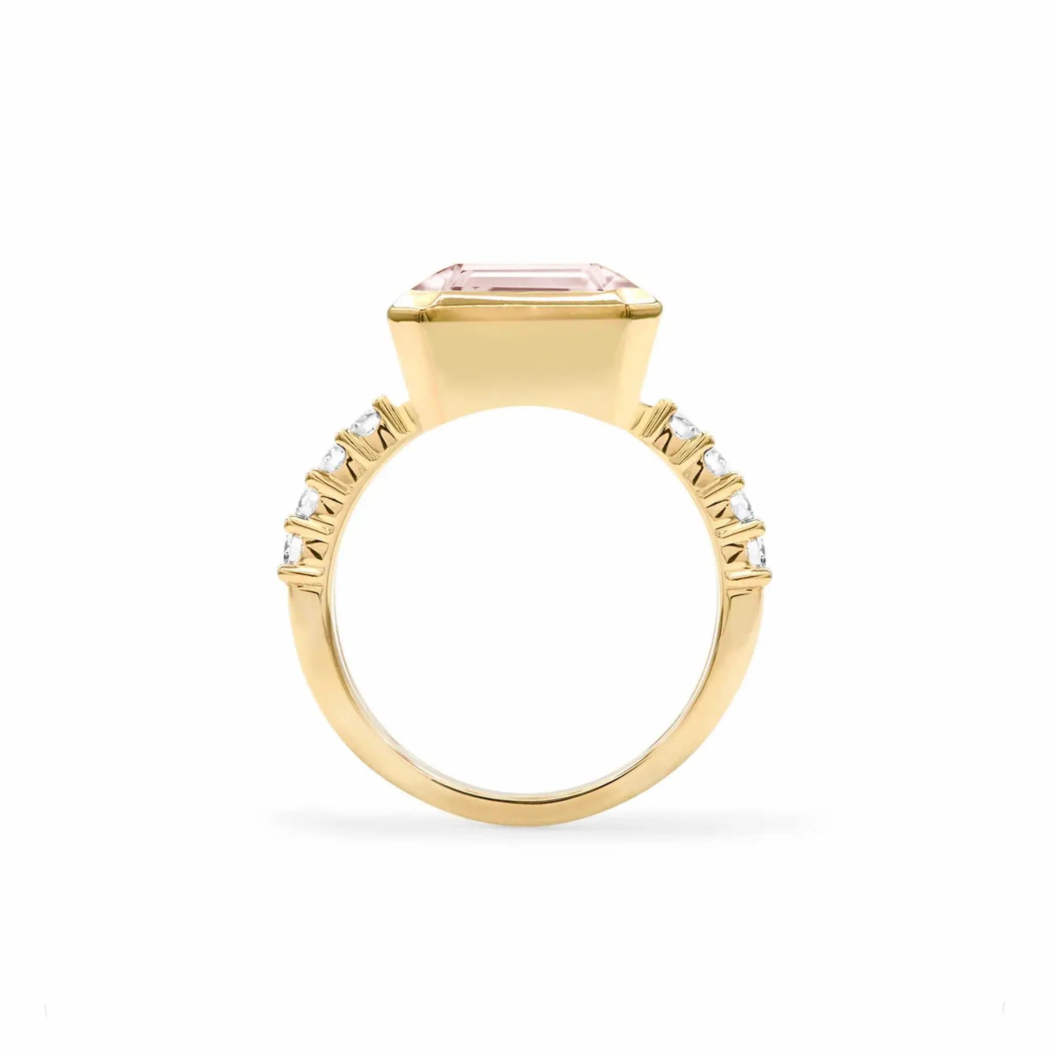 Warren Horizontal Blush Sapphire Ring with Diamonds in 14k Gold (October) - Image 5