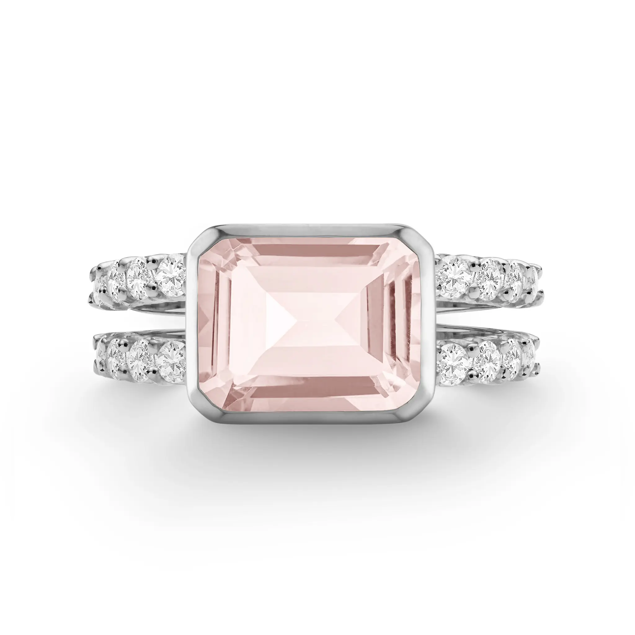 Warren Horizontal Blush Sapphire Ring with Diamonds in 14k Gold (October) - Image 8