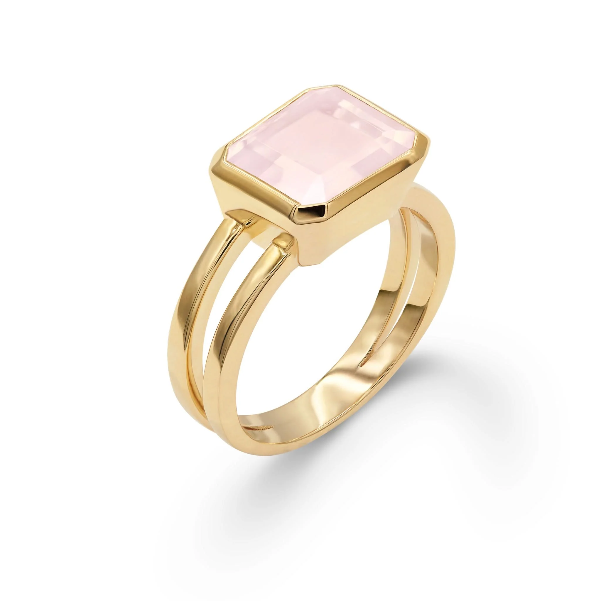 Warren Horizontal Rose Quartz Ring in 14k Gold (October) - Image 5
