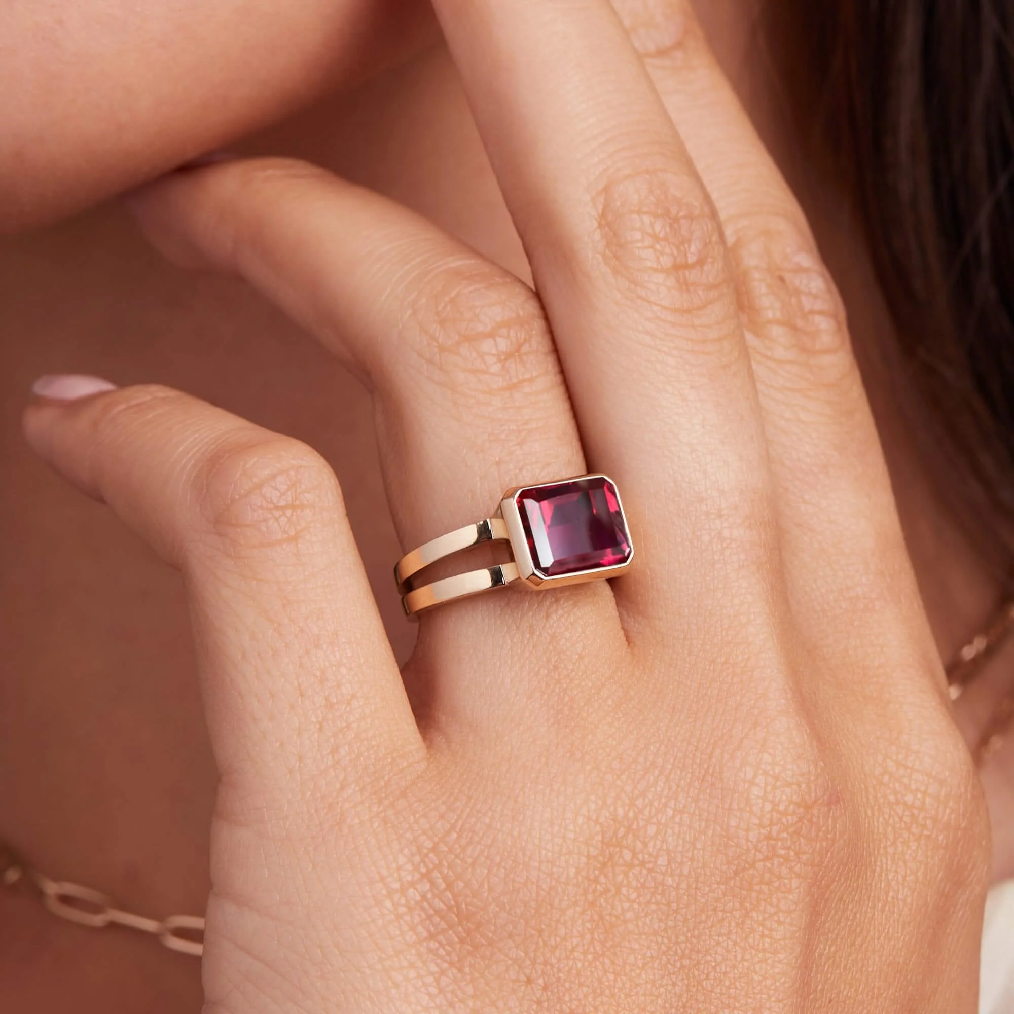 Warren Horizontal Ruby Ring in 14k Gold (July) - Image 3