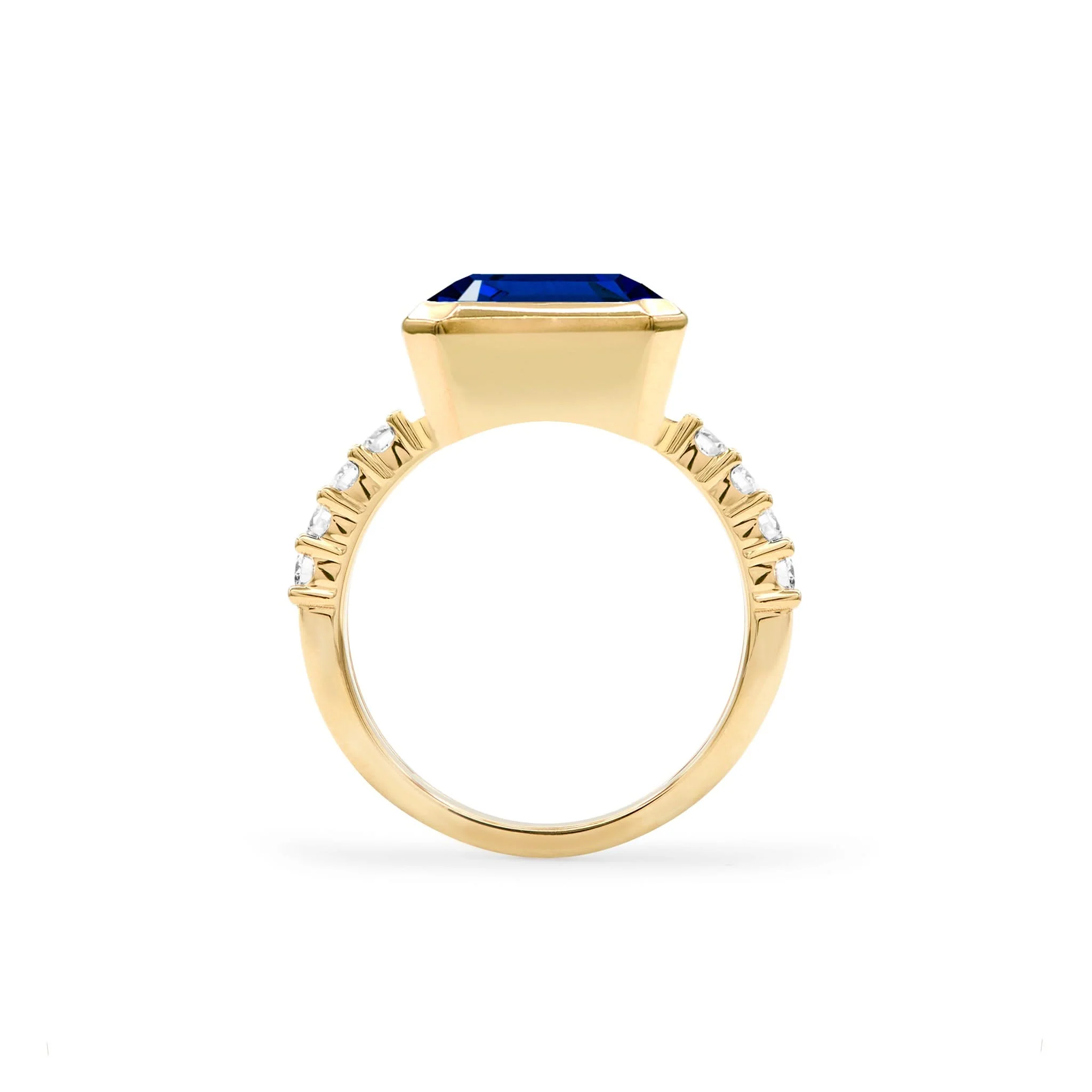 Warren Horizontal Sapphire Ring with Diamonds in 14k Gold (September) - Image 4