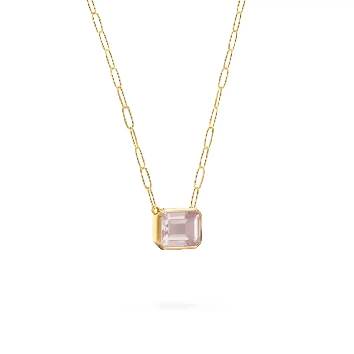 Warren Rose Quartz Necklace on Adelaide Mini Chain in 14k Gold (October) - Image 4