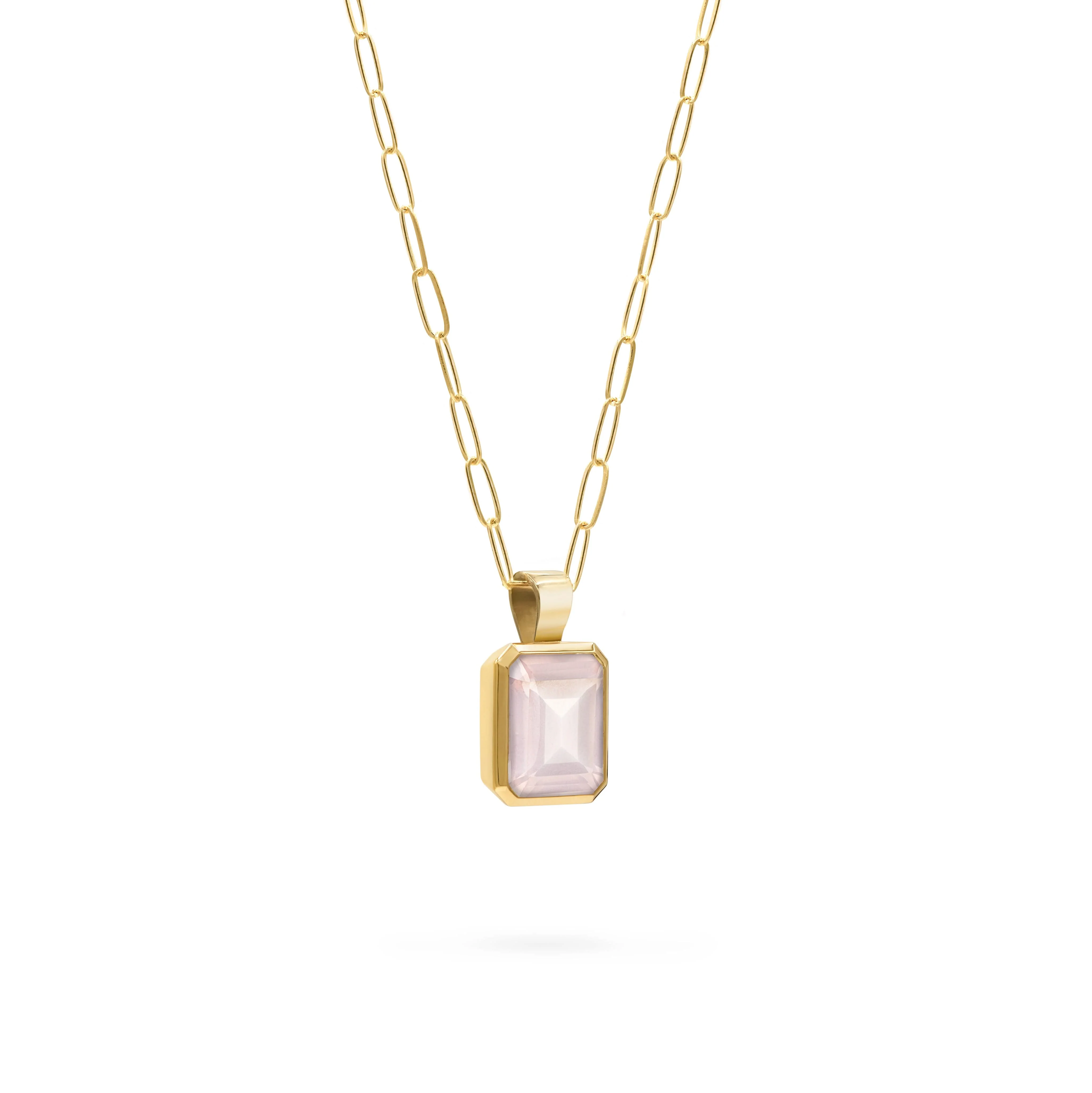 Warren Rose Quartz Pendant in 14k Gold (October) - Image 4