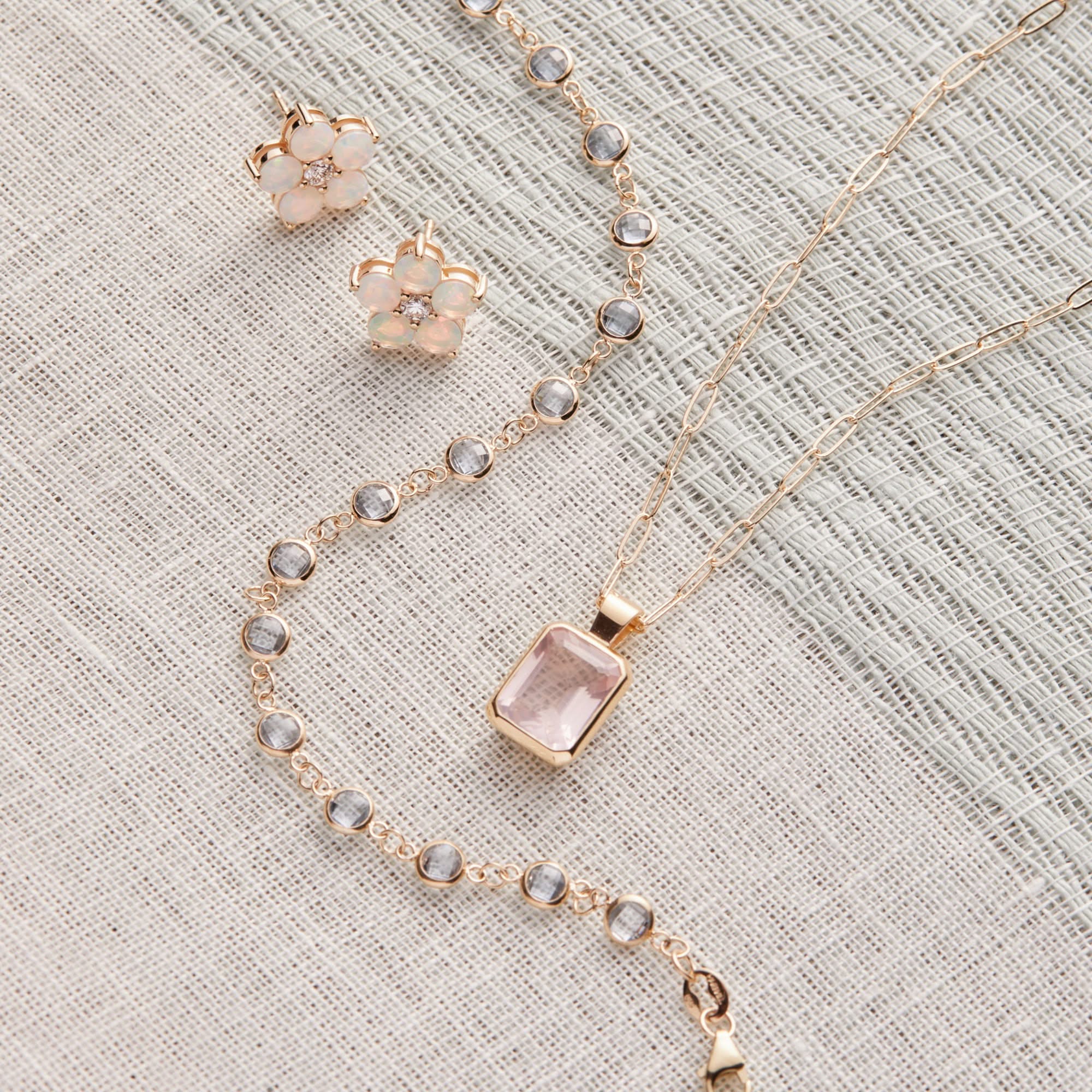 Warren Rose Quartz Pendant in 14k Gold (October) - Image 7