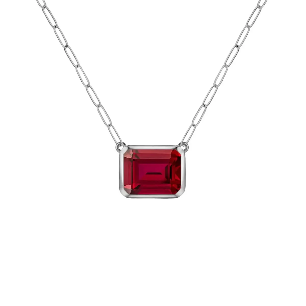 Warren Ruby Necklace on Adelaide Mini Chain in 14k Gold (July) - Image 7