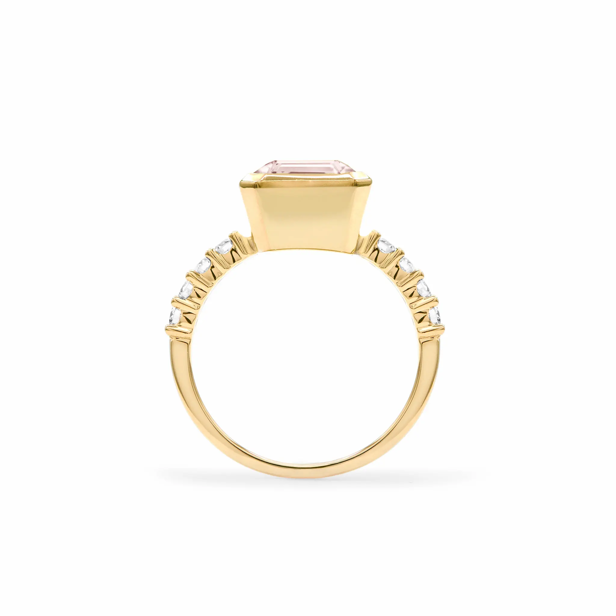 Warren Vertical Blush Sapphire Ring with Diamonds in 14k Gold (October) - Image 5