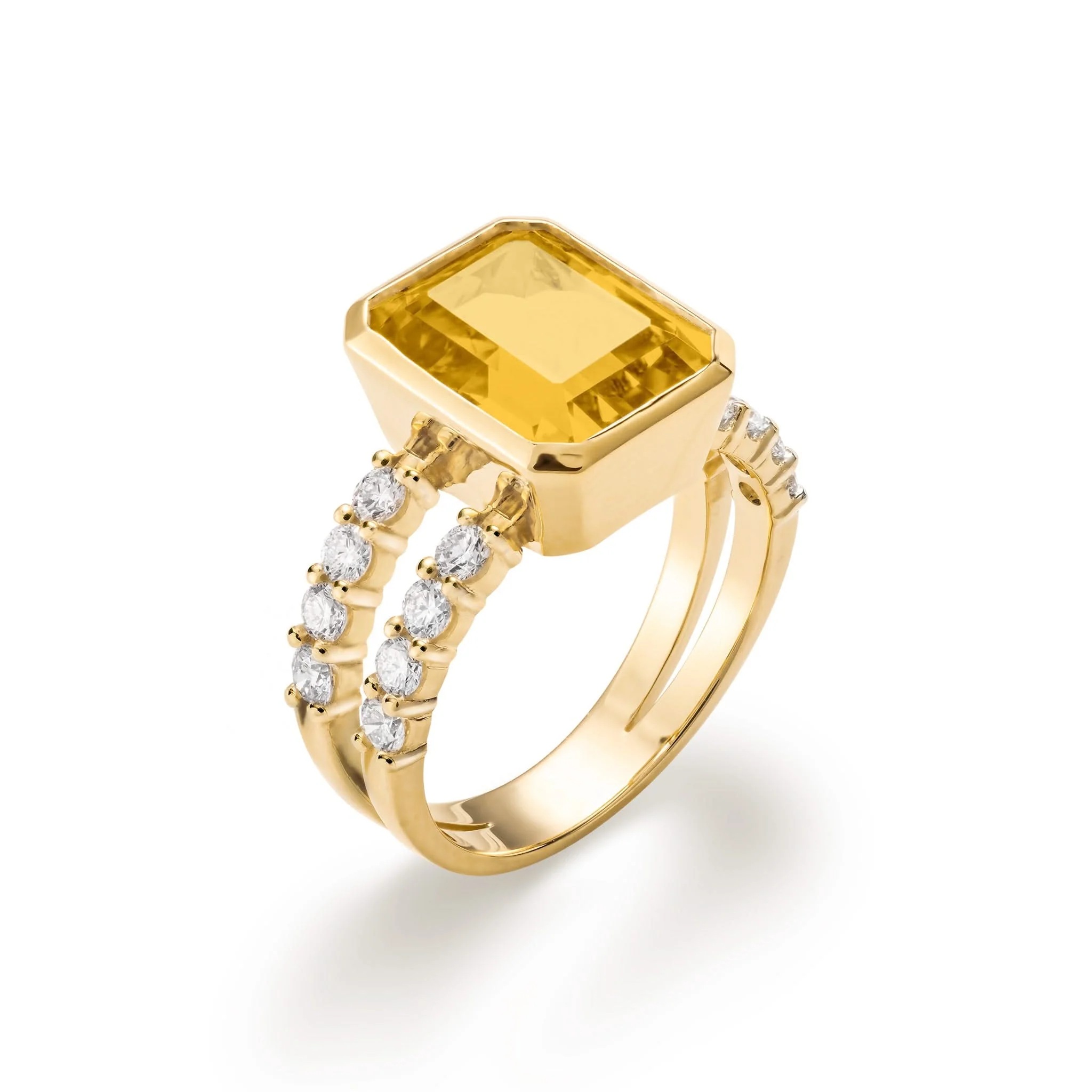 Warren Vertical Citrine Ring with Diamonds in 14k Gold (November) - Image 4