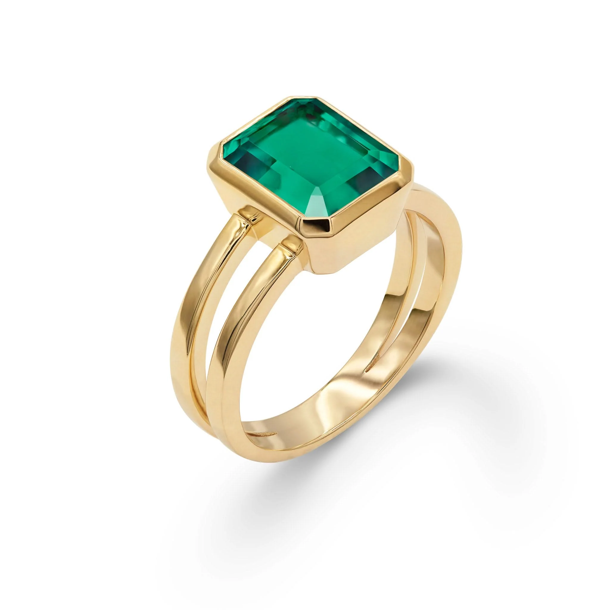 Warren Vertical Emerald Ring in 14k Gold (May) - Image 4