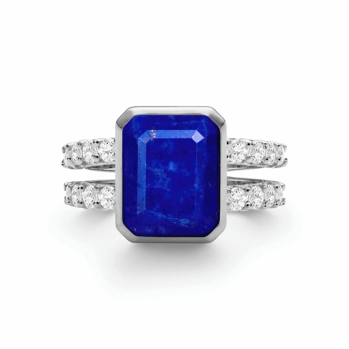 Warren Vertical Lapis Ring with Diamonds in 14k Gold (September) - Image 4