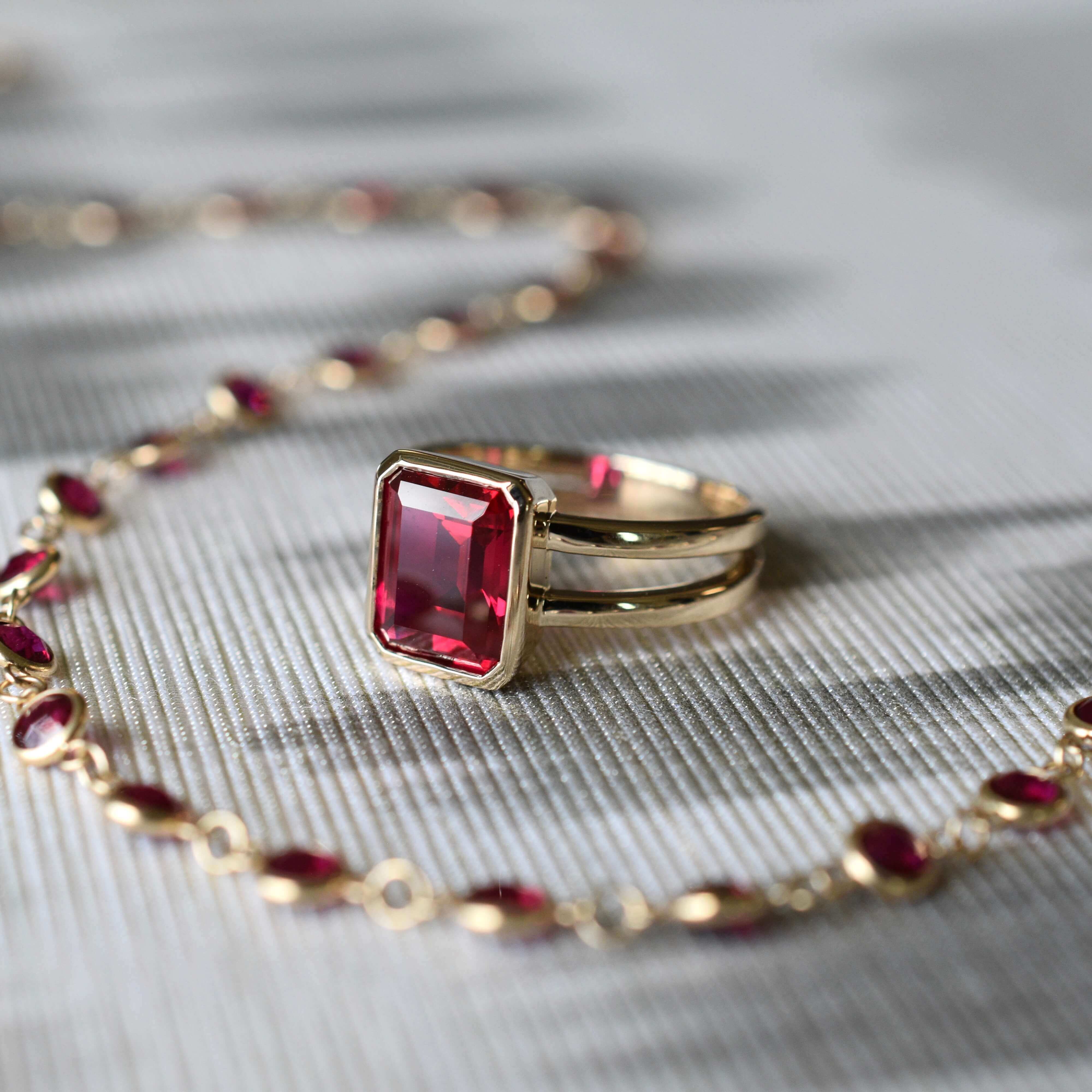 Warren Vertical Ruby Ring in 14k Gold (July) - Image 9