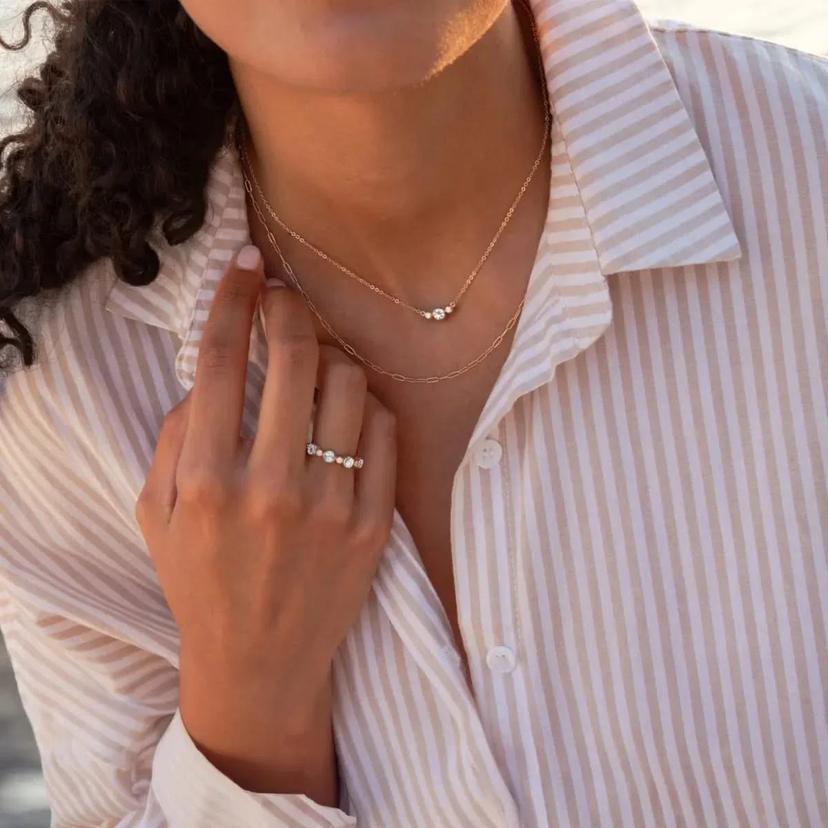 Barrington White Topaz Necklace with Diamond Side Stones (April) - Image 2